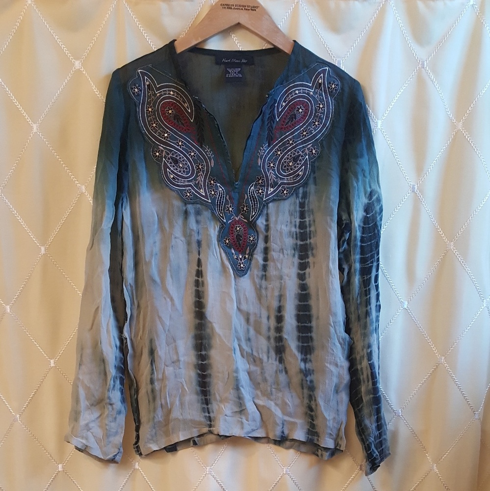 Boho ethnic tie dye blouse